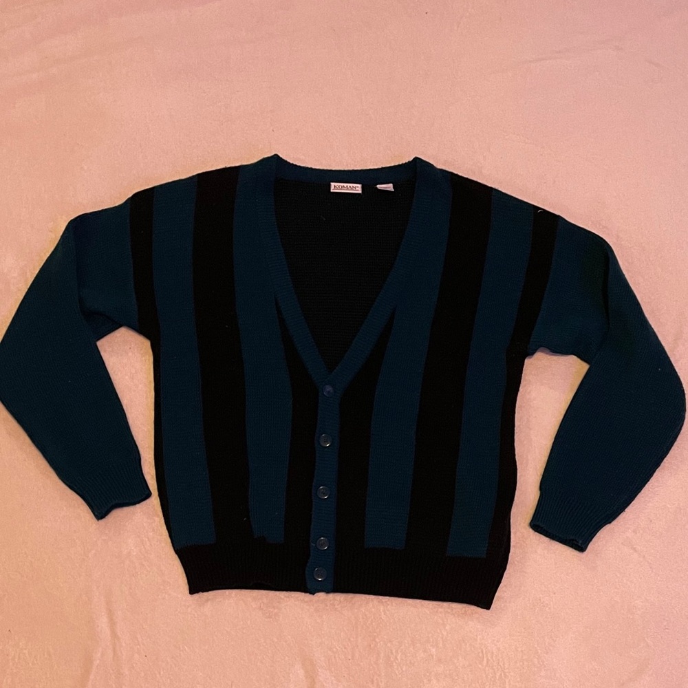 Oversized blue/green and black sweater